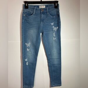 Girl’s Blue Jeans with Butterfly Embroidery